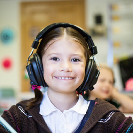 Girl with headphones